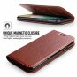 For Apple iPhone X Case Handmade Soft Leather Magnetic Closure Credit Card Brown