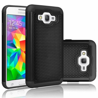 For Grand Prime Case/Galaxy Go Prime Case Shock Absorbing Rubber Slim Black
