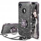 For Apple iPhone XR Case Cute Girly Glitter Bling Diamond Rhinestone Ring Black