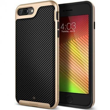 For iPhone 7 Plus / 8 Plus Case Slim luxury  Premium Leather Carbon Fiber Black