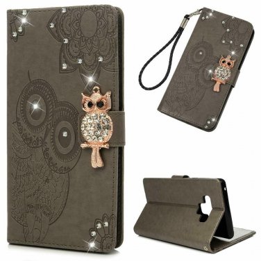 For Galaxy Note 9 Case Wallet Flip Folio Kickstand Card Slots Wrist String Owl