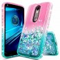 For Motorola Droid Turbo 2 Case Glitter Liquid Quicksand Waterfall Pink/Aqua