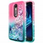 For Motorola Droid Turbo 2 Case Glitter Liquid Quicksand Waterfall Pink/Aqua