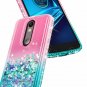 For Motorola Droid Turbo 2 Case Glitter Liquid Quicksand Waterfall Pink/Aqua