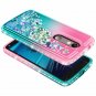 For Motorola Droid Turbo 2 Case Glitter Liquid Quicksand Waterfall Pink/Aqua