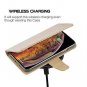 For iPhone Xs Max Case Leather Stand Feature with Wrist Strap Credit Cards Gold