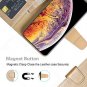 For iPhone Xs Max Case Leather Stand Feature with Wrist Strap Credit Cards Gold