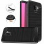 Galaxy J8 2018 Case Dretal Carbon Fiber Shock Resistant Brushed Texture Black