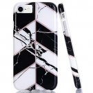For iPhone 8/7/6/6s Case Rubber Bumper Silicone Protective Black White Marble