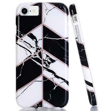 For iPhone 8/7/6/6s Case Rubber Bumper Silicone Protective Black White Marble