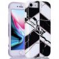 For iPhone 8/7/6/6s Case Rubber Bumper Silicone Protective Black White Marble