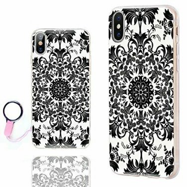 For iPhone X/Xs Case Ultra Thin Slim Flexible Soft Clear Geometric Black White