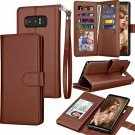 For Galaxy Note 8 Wallet Case PU Leather Detachable Magnetic Credit Card Brown