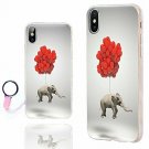 For iPhone X/Xs Case Ultra Thin Slim Flexible Soft TPU Clear Elephant Balloon