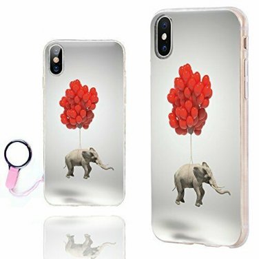For iPhone X/Xs Case Ultra Thin Slim Flexible Soft TPU Clear Elephant Balloon