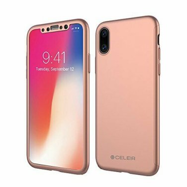 For iPhone X Case Slim 360 Degree Full Protection Screen Protector Rose Gold