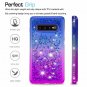 For Galaxy S10 Plus Case for Girls Shock Absorption Glitter Liquid Blue/Purple