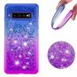 For Galaxy S10 Plus Case for Girls Shock Absorption Glitter Liquid Blue/Purple