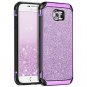 For Samsung Galaxy S6 Case Glitter Slim Leather Anti-Slip Shockproof Purple