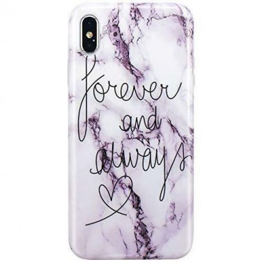 For iPhone X/Xs Case Design Slim Shockproof Flexible White Marble Always Love