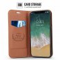 For Apple iPhone X Case Handmade Soft Leather Magnetic Closure Credit Card Gold