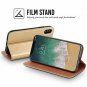 For Apple iPhone X Case Handmade Soft Leather Magnetic Closure Credit Card Gold