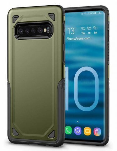 For Galaxy S10 Plus Case Slim Fit Dual Layer Soft TPU ShockAbsorption Olive