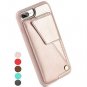 For iPhone 7/8 Plus Wallet Case PU Leather ZVEdeng Credit Card Slot Rose Gold