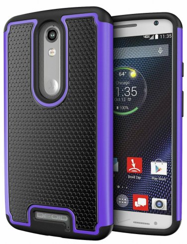 For Motorola Verizon Turbo 2 Case Heavy Duty Shock Absorbing Hybrid Stud Purple