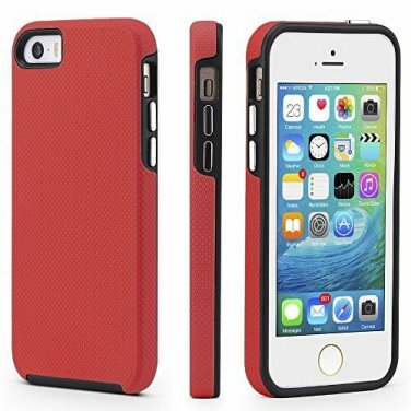 iPhone 5/5s/SE Case Dual Guard Protective Shock-Absorbing Rugged Red