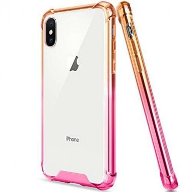 For iPhone X/Xs Case Bumper Anti Scratch Shock Absorption Protective Yellow Pink