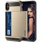 For iPhone Xs Max Case Wallet Card Holder Sliding Cover Credit Card Slot Gold