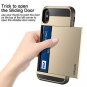 For iPhone Xs Max Case Wallet Card Holder Sliding Cover Credit Card Slot Gold