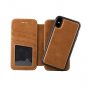 For iPhone X|XS Leather Wallet Case Magnetic Car Vent Mount Included MagneticTan