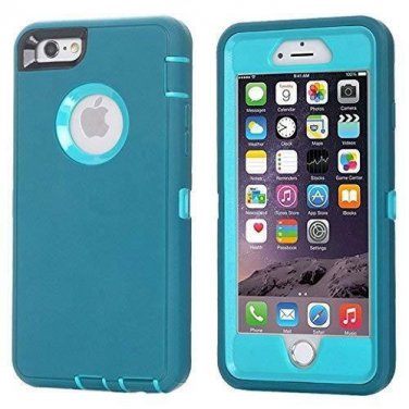 for Apple iPhone 6/6S Case Built in Screen Protector Tough 3 in 1 Rugged Blue