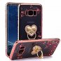 For Galaxy S8 Plus Case Glitter Crystal Heart Floral Slim Luxury Ring Rose Gold