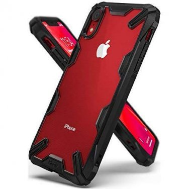 iPhone XR Case Clear Hard PC Back Shock Imbibe Effect Solid Defense Bumper Black