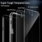 For iPhone 7/8 Plus Case 9H Tempered Glass Back Cover Soft Silicone Bumper Clear