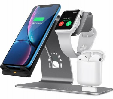 Wireless Charging Stand for Apple iWatch Charging Bestand 3in1 Aluminum Grey