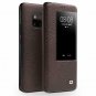 For Huawei Mate 20 Pro Case Slim Folio Genuine Leather with Window  Dark Brown