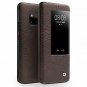 For Huawei Mate 20 Pro Case Slim Folio Genuine Leather with Window Dark Brown