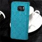 For Galaxy S7 Edge Wallet Case Ultra Slim Vintage Leather Folio Flip Book Blue
