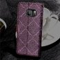 For Galaxy S7 Edge Wallet Case Ultra Slim Vintage Leather Folio Flip Book Purple