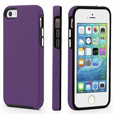 iPhone 5/5s/SE Case Dual Guard Protective Shock-Absorbing Rugged Purple