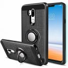 For LG G7 ThinQ Case with HD Screen Protector Degree Rotating Ring Holder Black