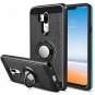 For LG G7 ThinQ Case with HD Screen Protector Degree Rotating Ring Holder Black
