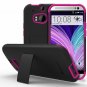 HTC One M8 Stand Case GreatShield Legacy Series Slim Fit Hybrid Snap  Black pink