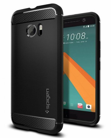 for HTC 10 Case with Resilient Shock Absorption and Carbon Fiber Design Black