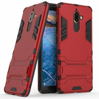 For Nokia 7 Plus Case Dual Layer Armor Hard Slim Hybrid Kickstand Phone Red