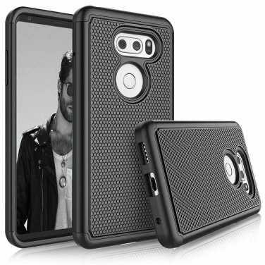 For LG V30/30s/30/V30 Plus Case Shock Absorbing Rubber Silicone Hard Grip Black
